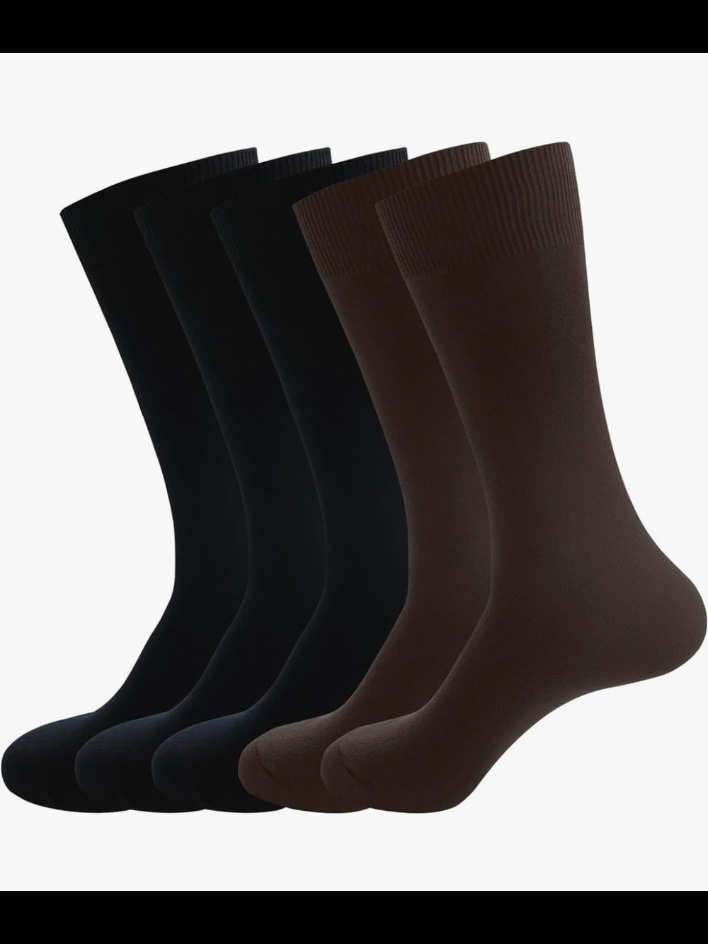 Tessuto Menswear 5-Pack Dress Crew Socks in Black and Brown Size 9-12